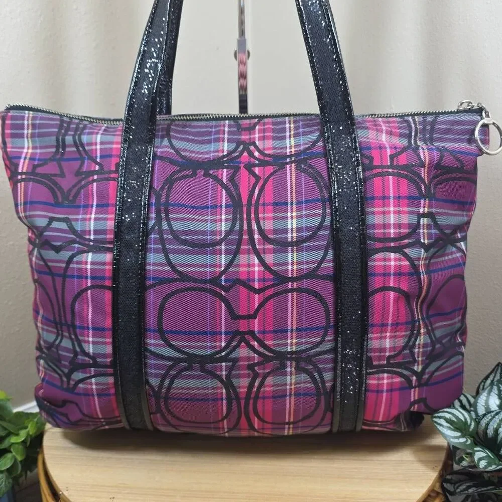 Coach Tartan Plaid Glam Tote